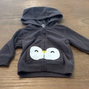 Carter's Charcoal Hoodie with penguin Graphic